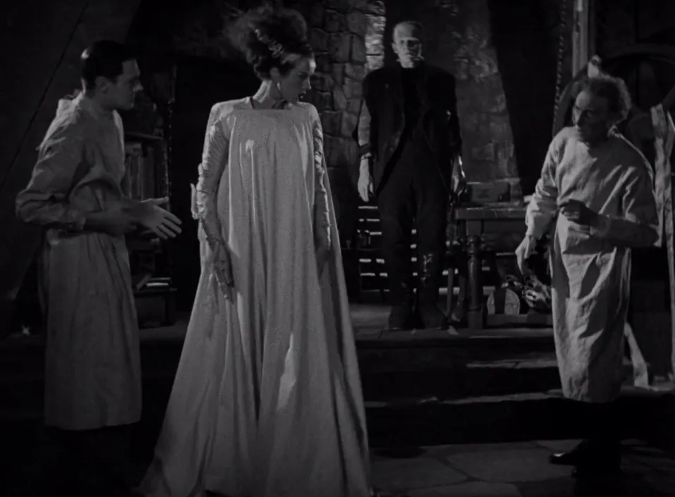 Boris Karloff, Elsa Lanchester, Colin Clive, and Ernest Thesiger in Bride of Frankenstein (1935)