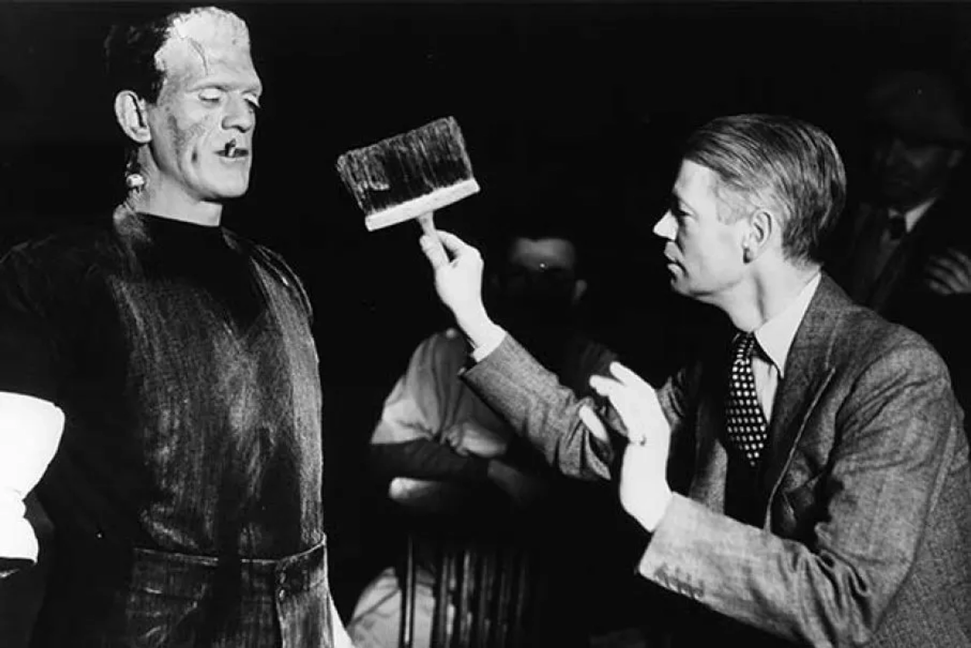 Boris Karloff and James Whale in The Bride of Frankenstein (1935)