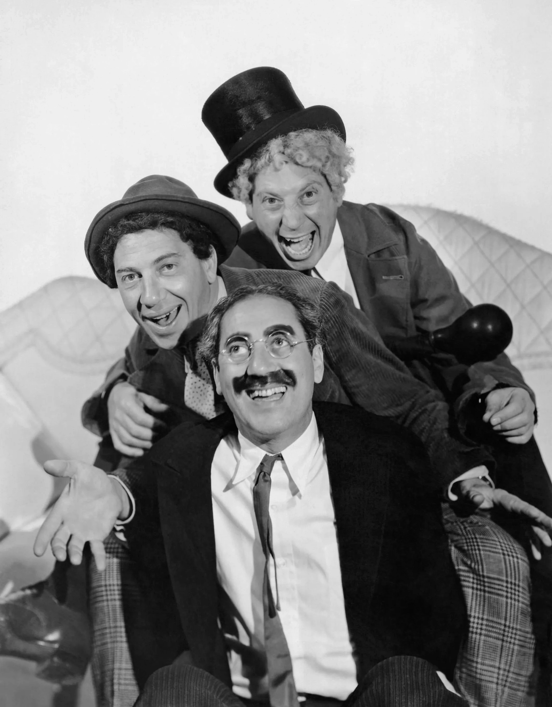 Groucho Marx, Chico Marx, Harpo Marx, and The Marx Brothers in A Night at the Opera (1935)