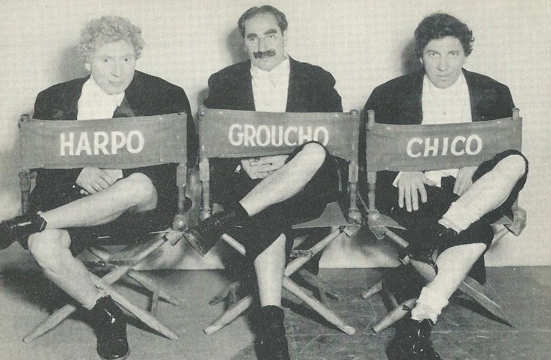 Groucho Marx, Chico Marx, Harpo Marx, and The Marx Brothers in A Night at the Opera (1935)