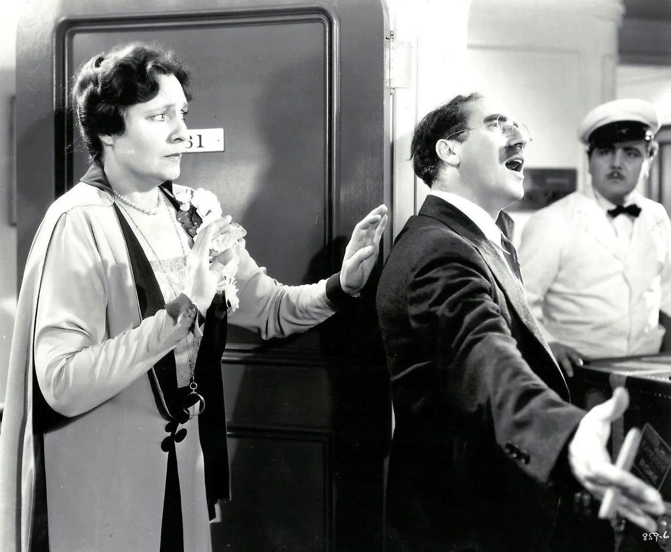 Groucho Marx and Margaret Dumont in A Night at the Opera (1935)