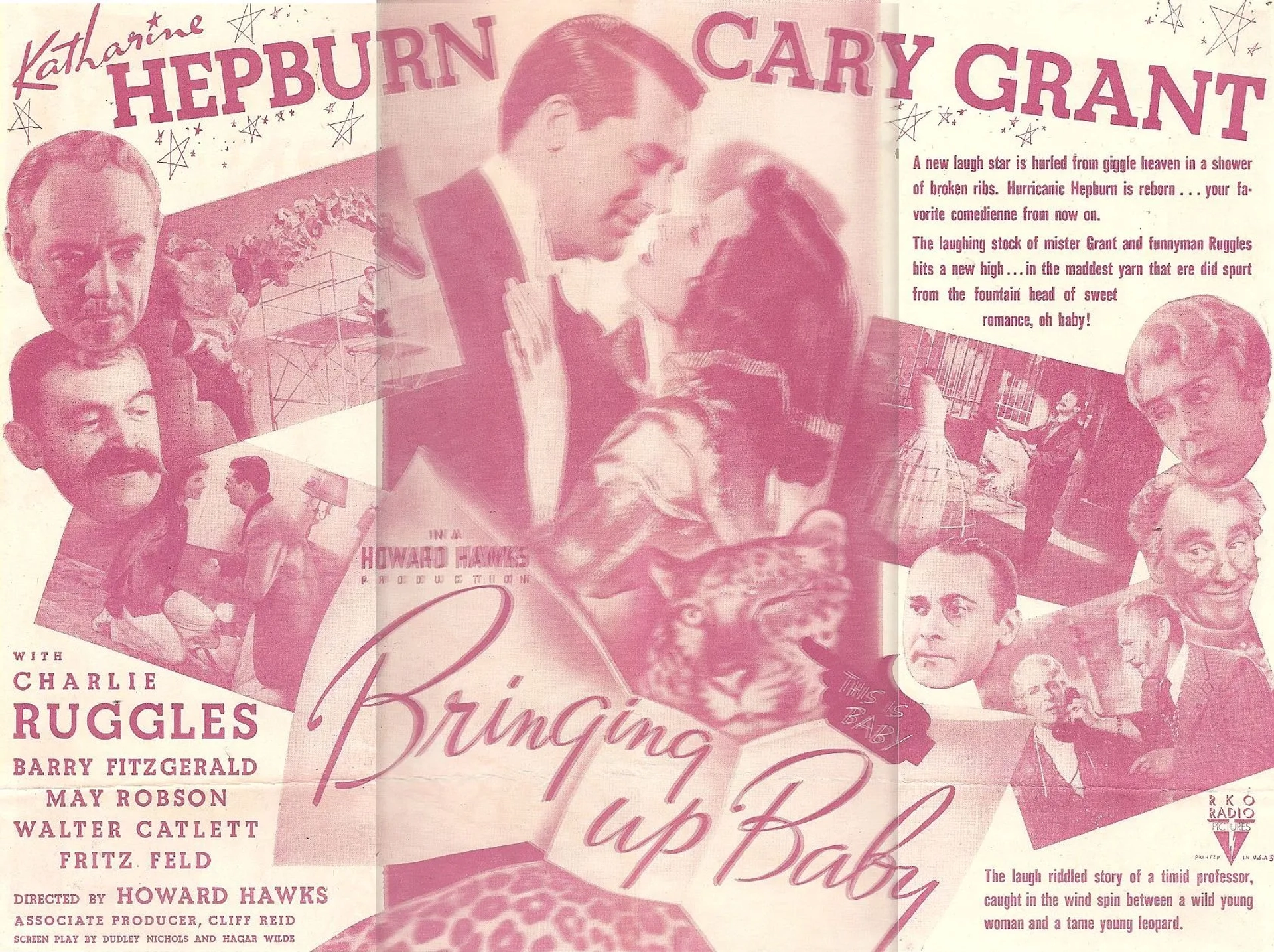 Cary Grant, Katharine Hepburn, Walter Catlett, Fritz Feld, Barry Fitzgerald, May Robson, Charles Ruggles, and Asta in Bringing Up Baby (1938)