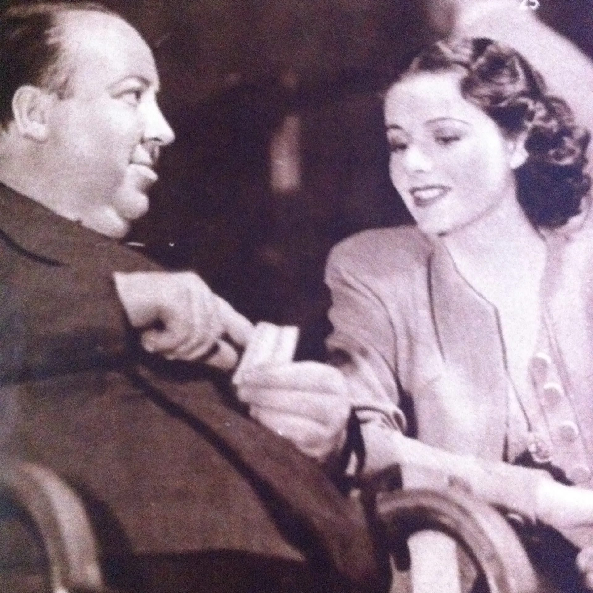 Alfred Hitchcock and Margaret Lockwood in The Lady Vanishes (1938)
