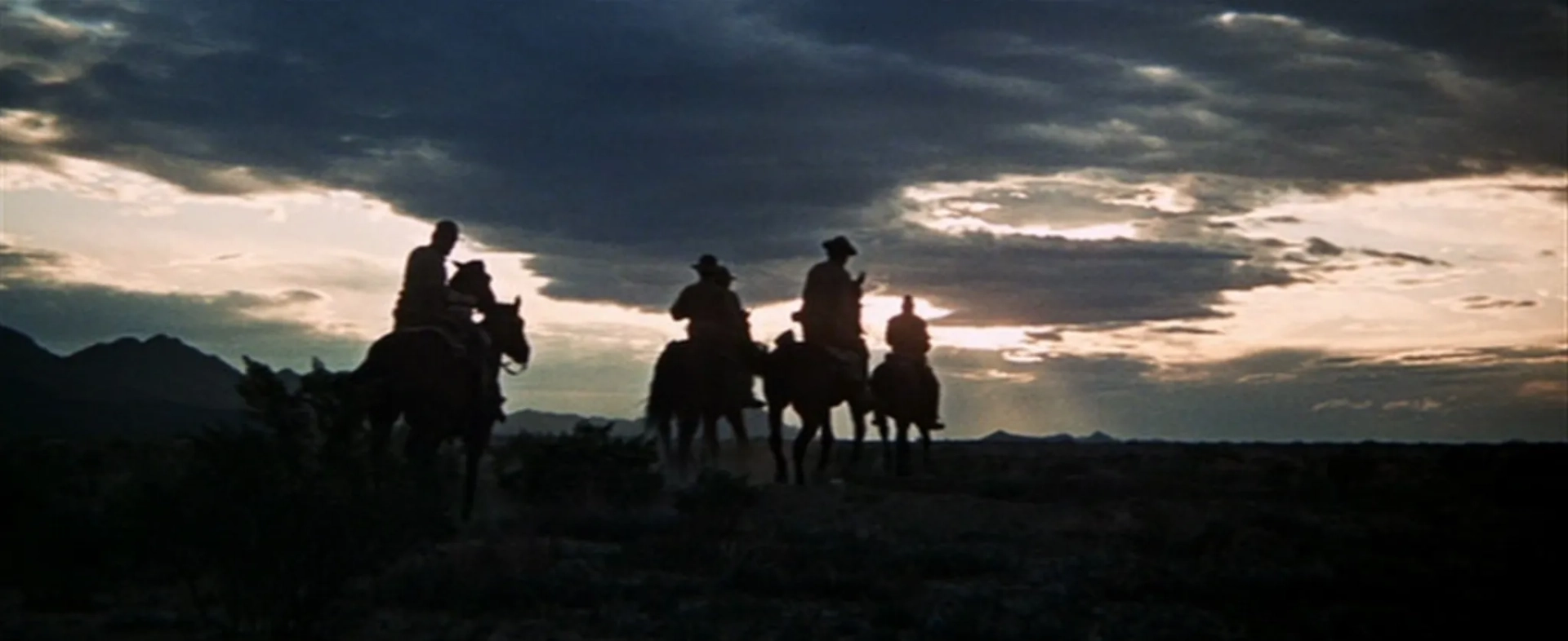 William Holden, Ernest Borgnine, Ben Johnson, Warren Oates, and Jaime Sánchez in The Wild Bunch (1969)