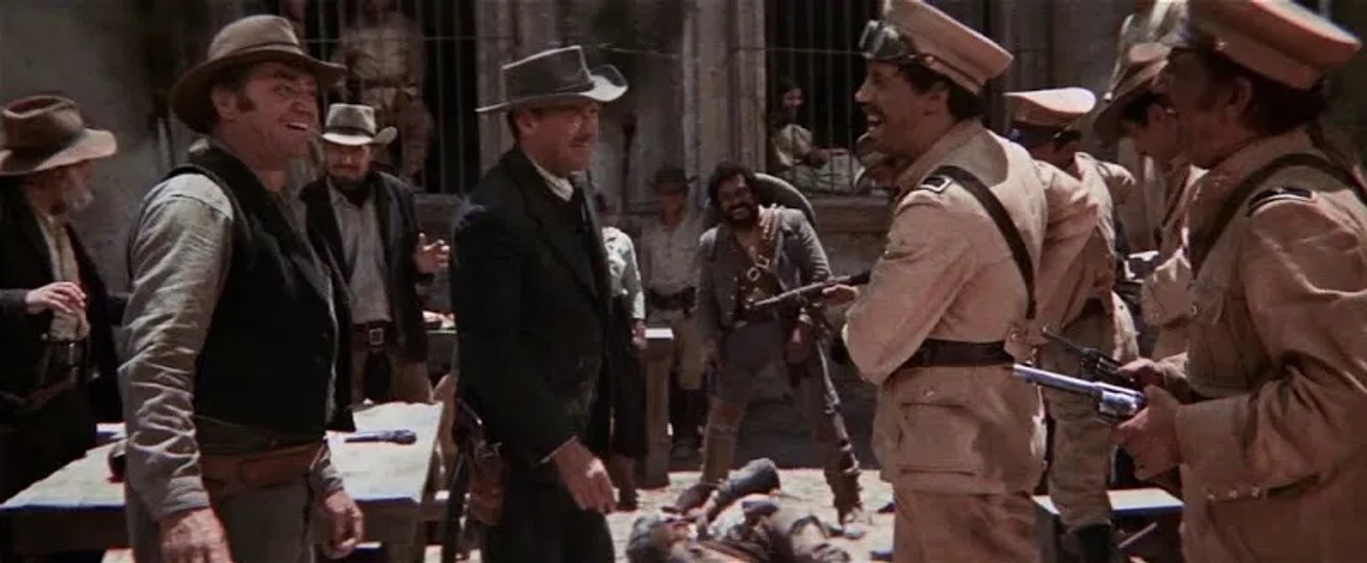 William Holden, Ernest Borgnine, Alfonso Arau, Ben Johnson, and Edmond O'Brien in The Wild Bunch (1969)