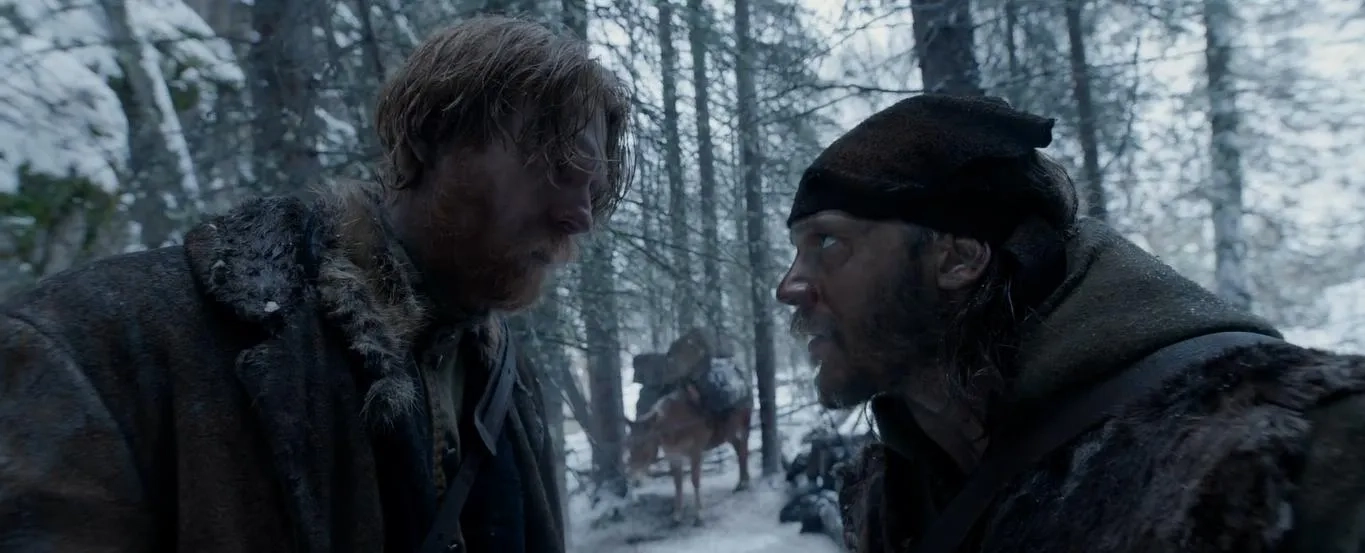Tom Hardy and Domhnall Gleeson in The Revenant (2015)