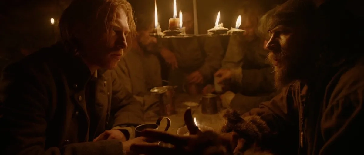 Tom Hardy and Domhnall Gleeson in The Revenant (2015)