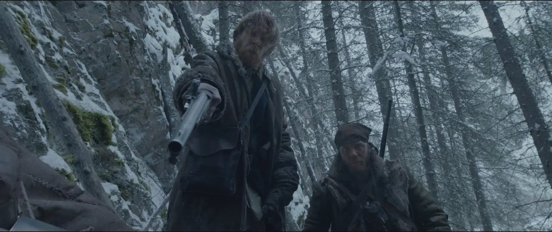 Tom Hardy and Domhnall Gleeson in The Revenant (2015)