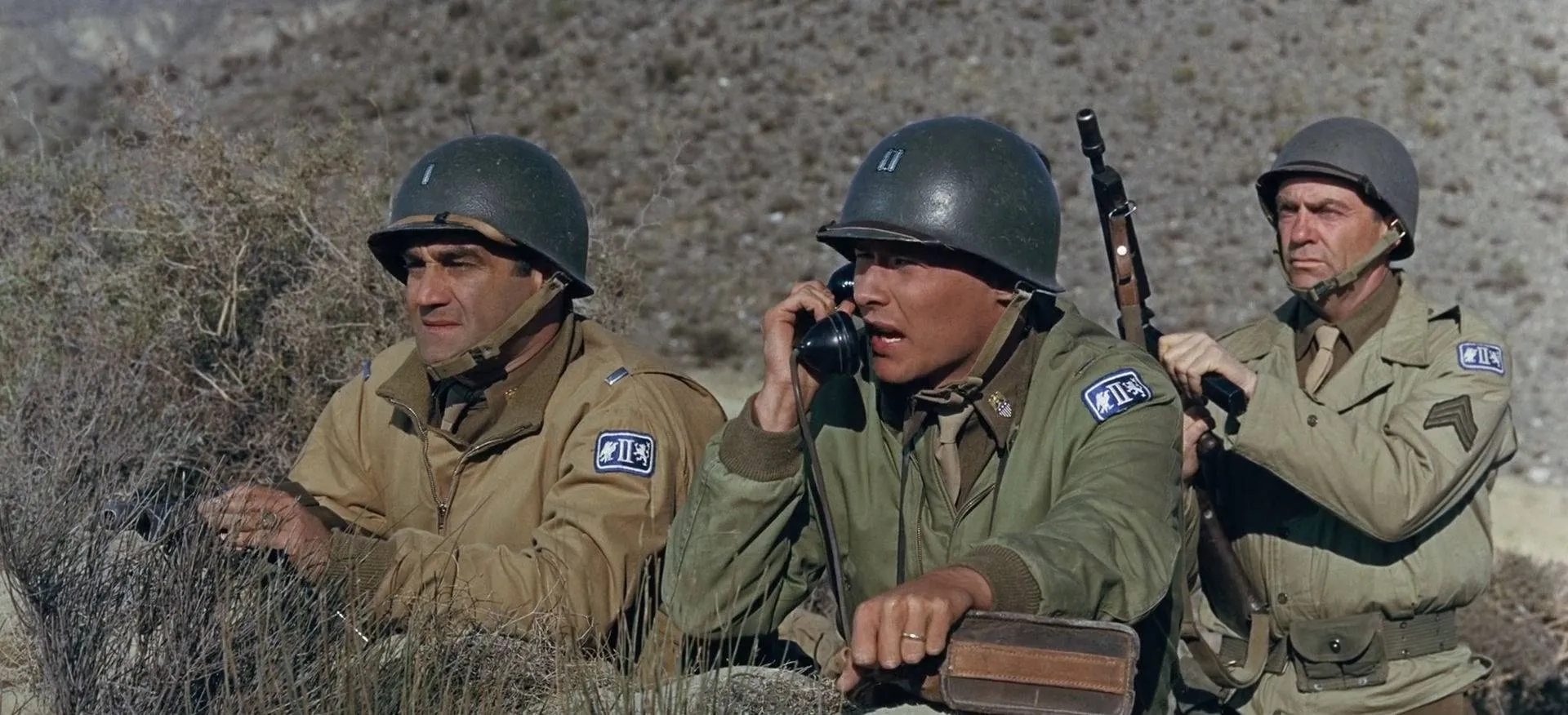 Peter Barkworth, Bill Hickman, and Stephen Young in Patton (1970)