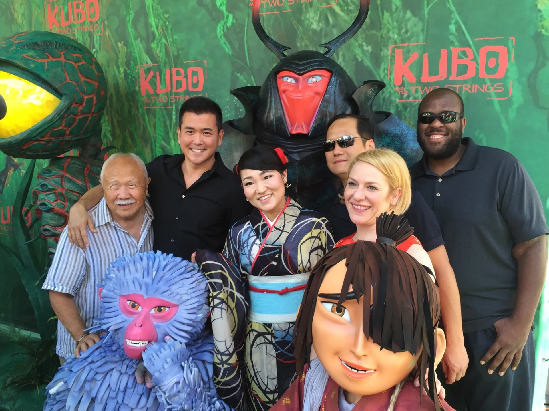 Ken Takemoto, Michael Sun Lee, Alpha Takahashi, Thomas Isao Morinaka, Producer Arianne Sutner, and Akhil Conner at the premiere of Kubo and the Two Strings