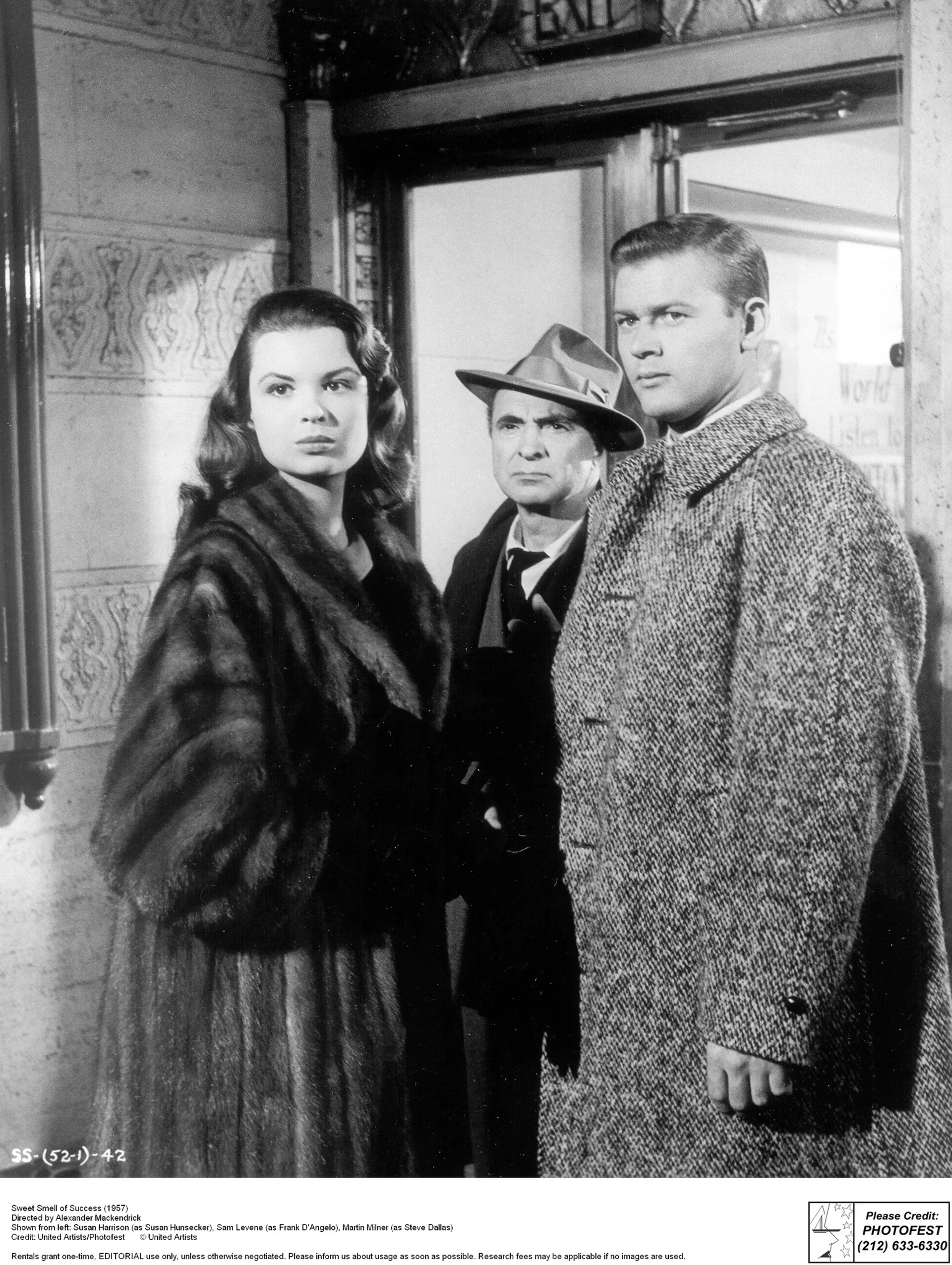 Susan Harrison, Sam Levene, and Martin Milner in Sweet Smell of Success (1957)