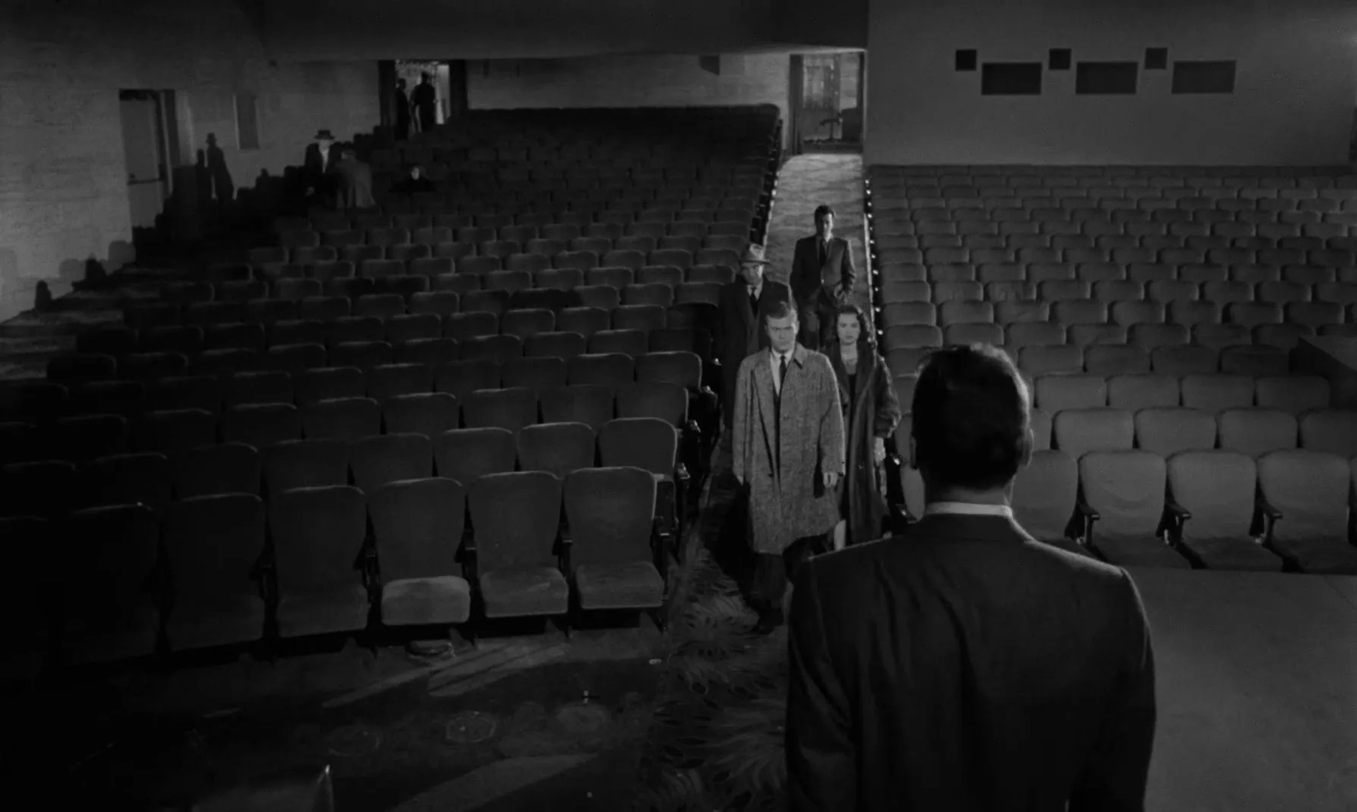 Burt Lancaster, Tony Curtis, Susan Harrison, and Martin Milner in Sweet Smell of Success (1957)