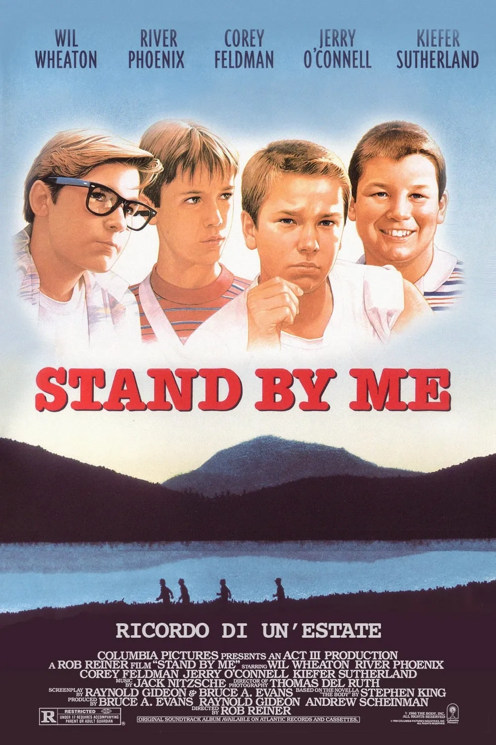River Phoenix, Corey Feldman, Wil Wheaton, and Jerry O'Connell in Stand by Me (1986)