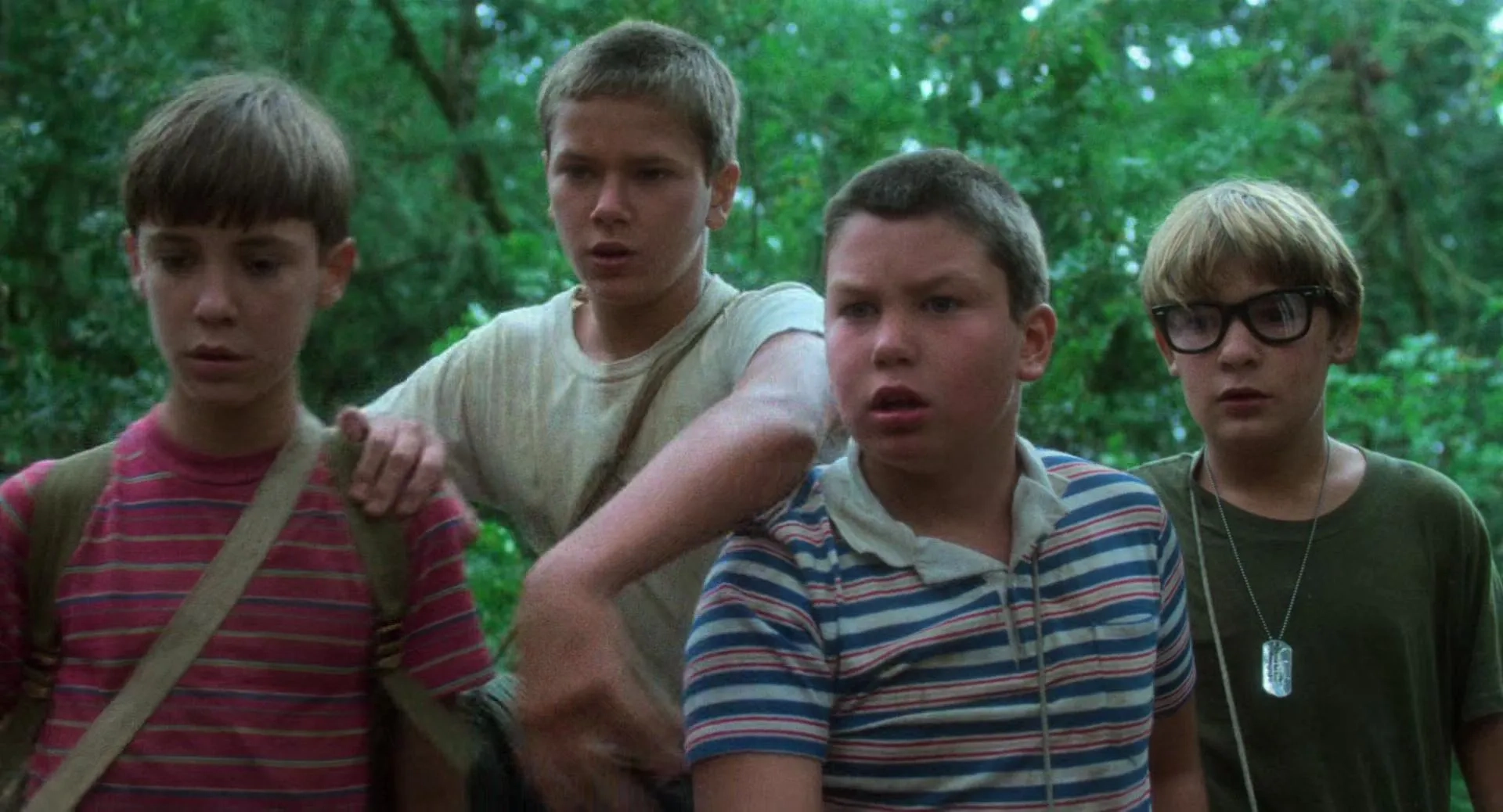River Phoenix, Corey Feldman, Wil Wheaton, and Jerry O'Connell in Stand by Me (1986)