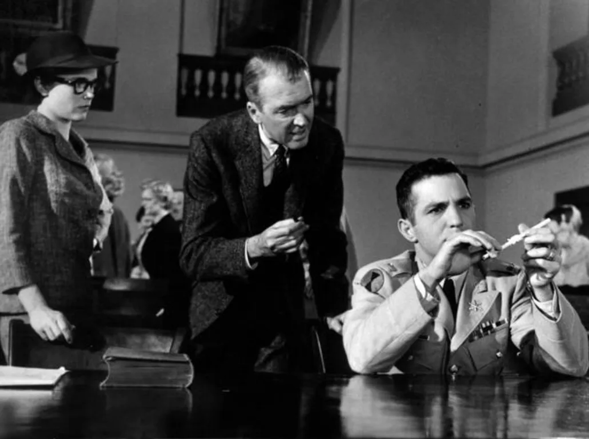 James Stewart, Ben Gazzara, and Lee Remick in Anatomy of a Murder (1959)