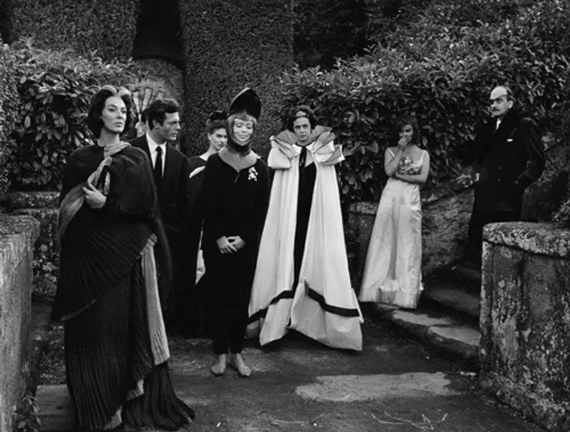 Marcello Mastroianni, Ida Galli, Audrey McDonald, and Nico in La Dolce Vita (1960)