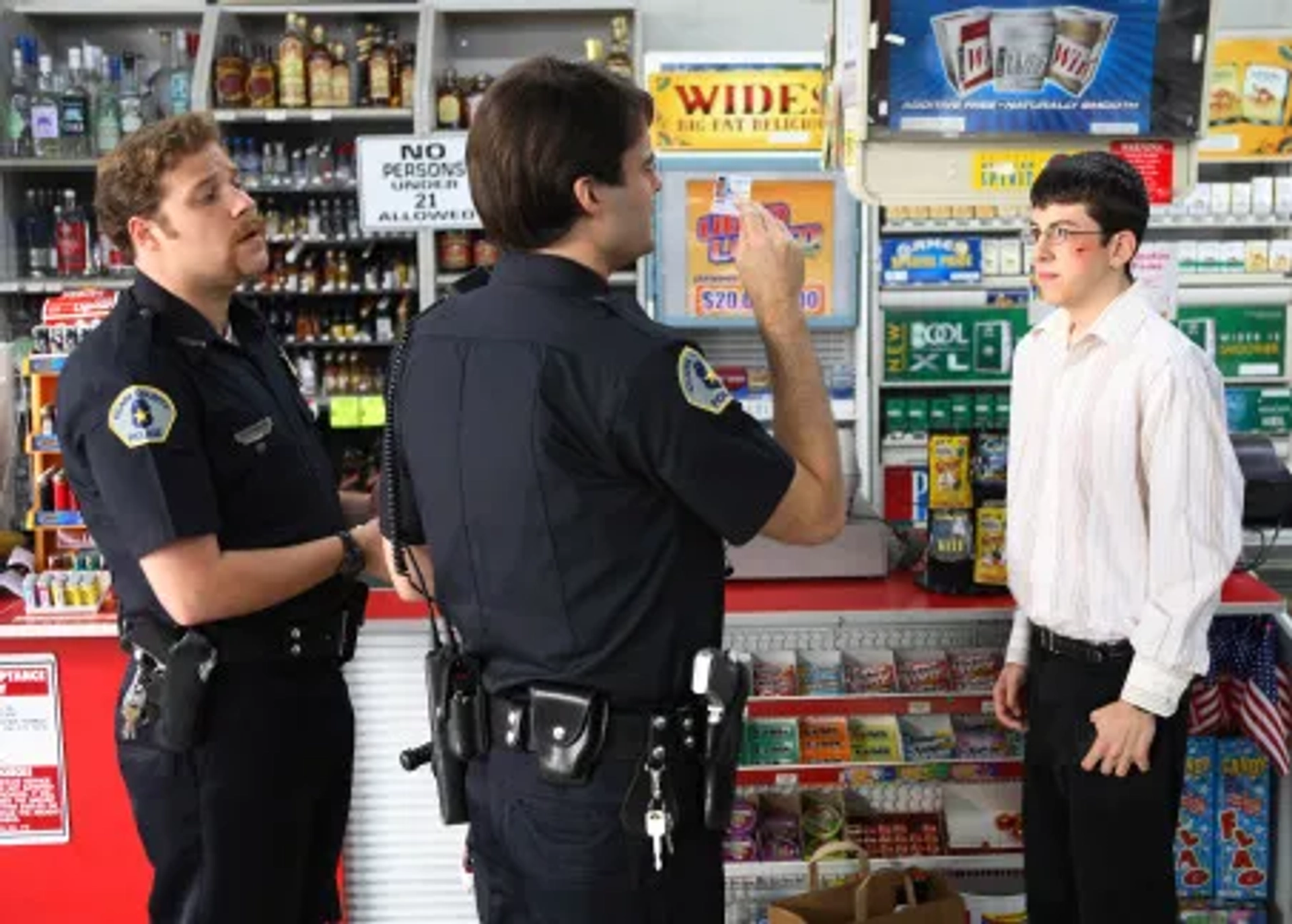 Bill Hader, Seth Rogen, and Christopher Mintz-Plasse in Superbad (2007)