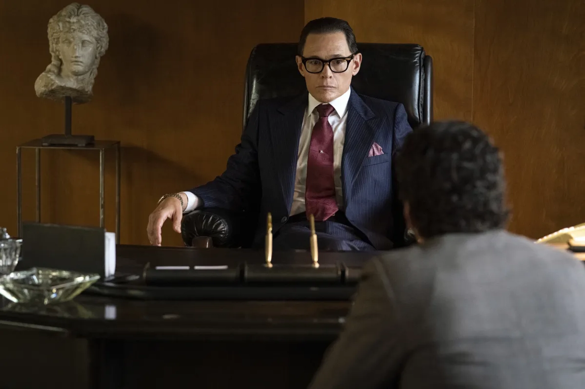 Burn Gorman and Miles Teller in The Offer (2022)