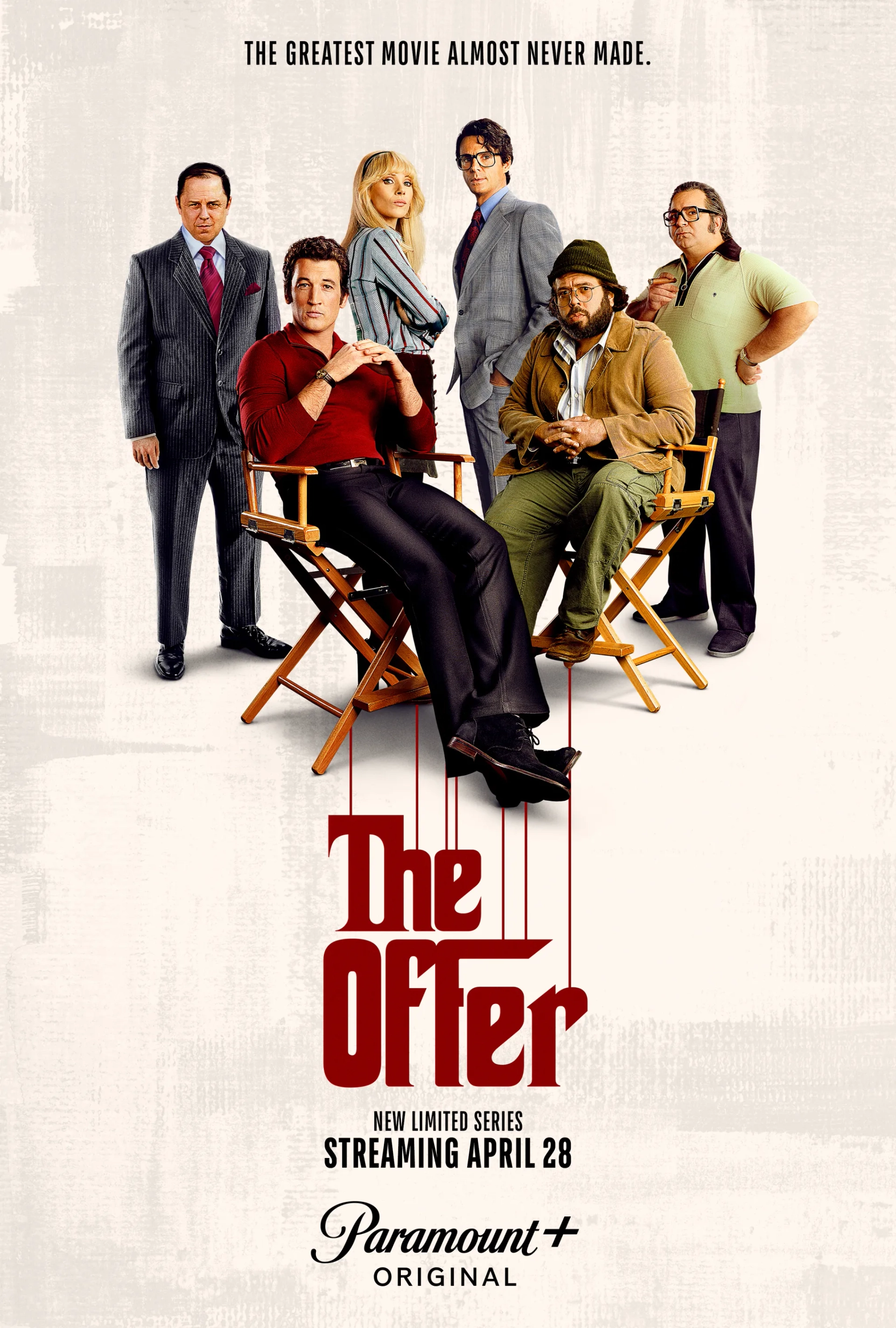 Giovanni Ribisi, Dan Fogler, Patrick Gallo, Matthew Goode, Juno Temple, and Miles Teller in The Offer (2022)