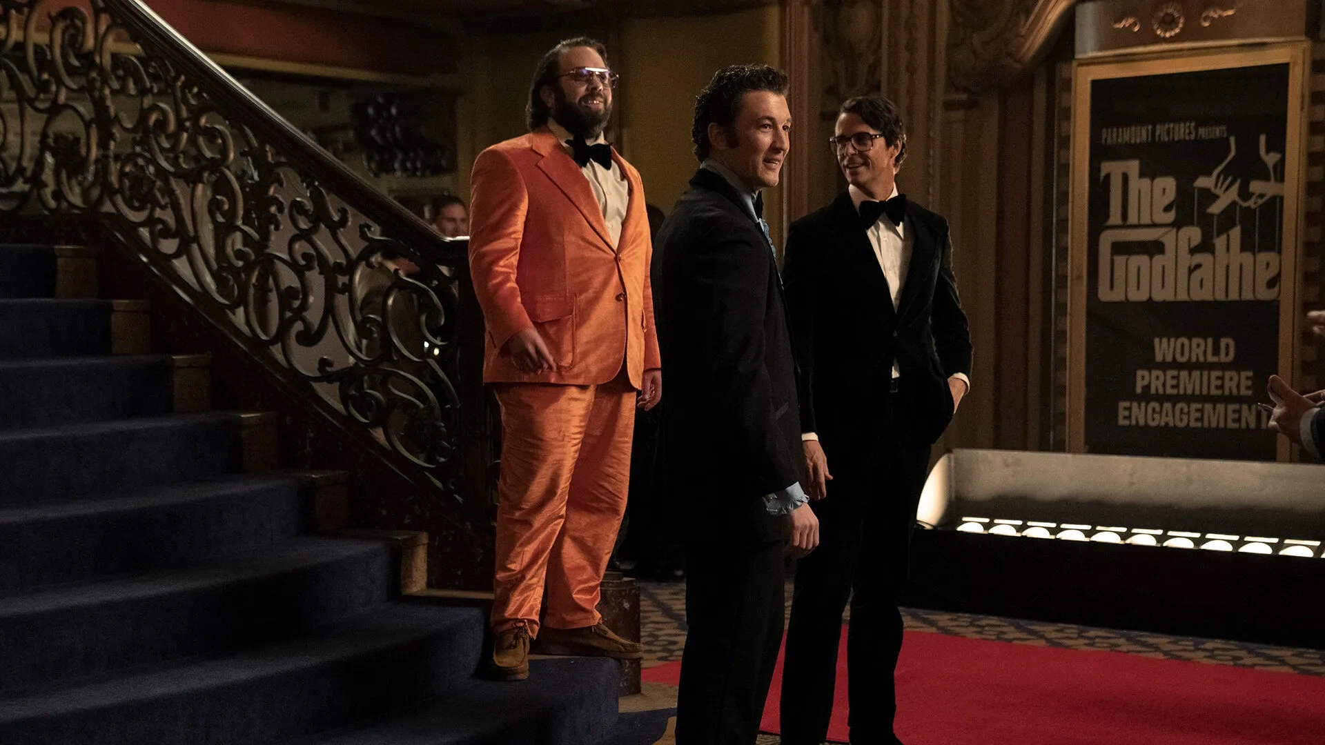 Dan Fogler, Matthew Goode, and Miles Teller in The Offer (2022)