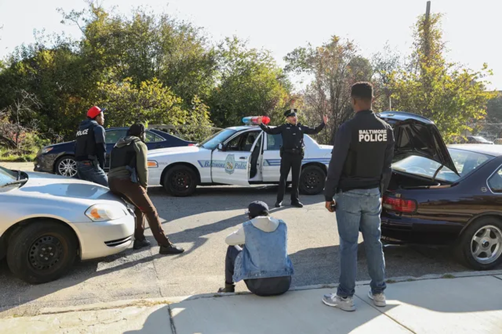 Rob Brown, Jon Bernthal, Darrell Britt-Gibson, McKinley Belcher III, and Thaddeus Street in We Own This City (2022)