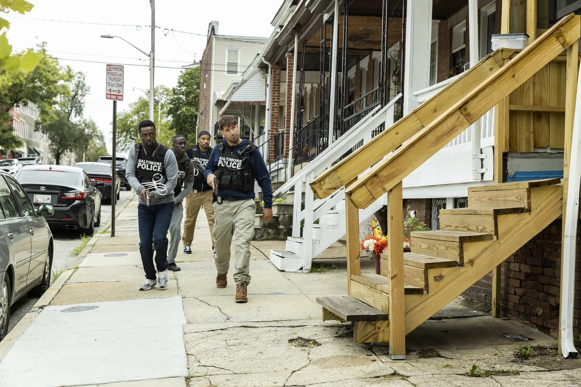 Rob Brown, Jon Bernthal, Robert Harley, and Ham Mukasa in We Own This City (2022)