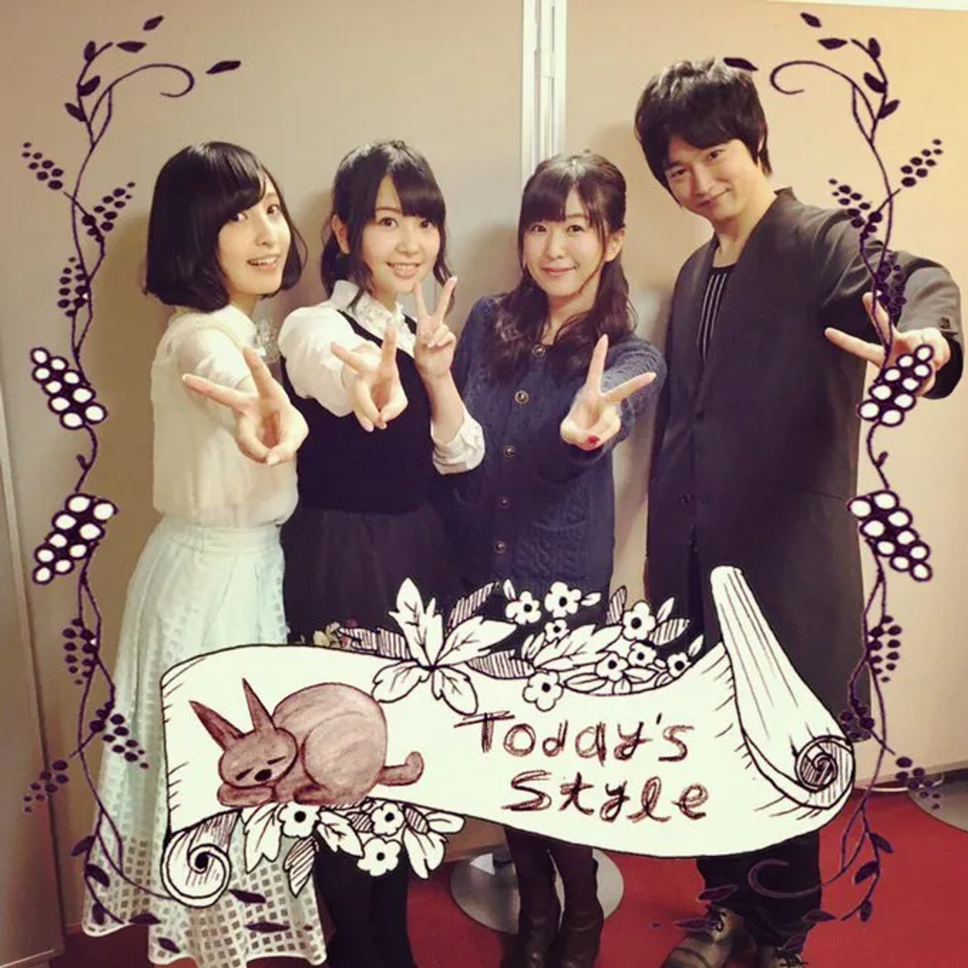 Ai Kayano, Ayane Sakura, Ryôta Ôsaka, and Risa Taneda at an event for Your Lie in April (2014)