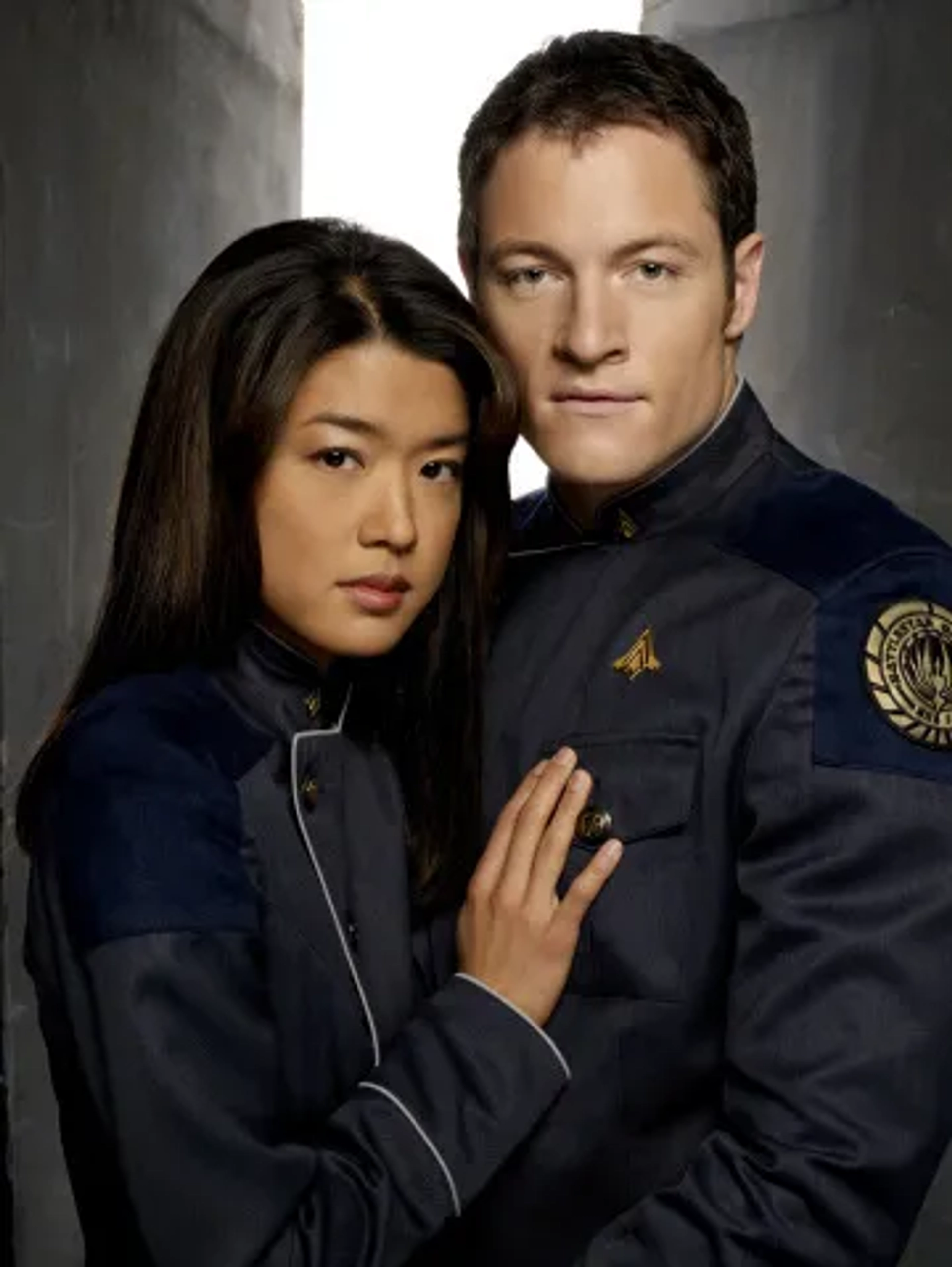 Grace Park and Tahmoh Penikett in Battlestar Galactica (2004)