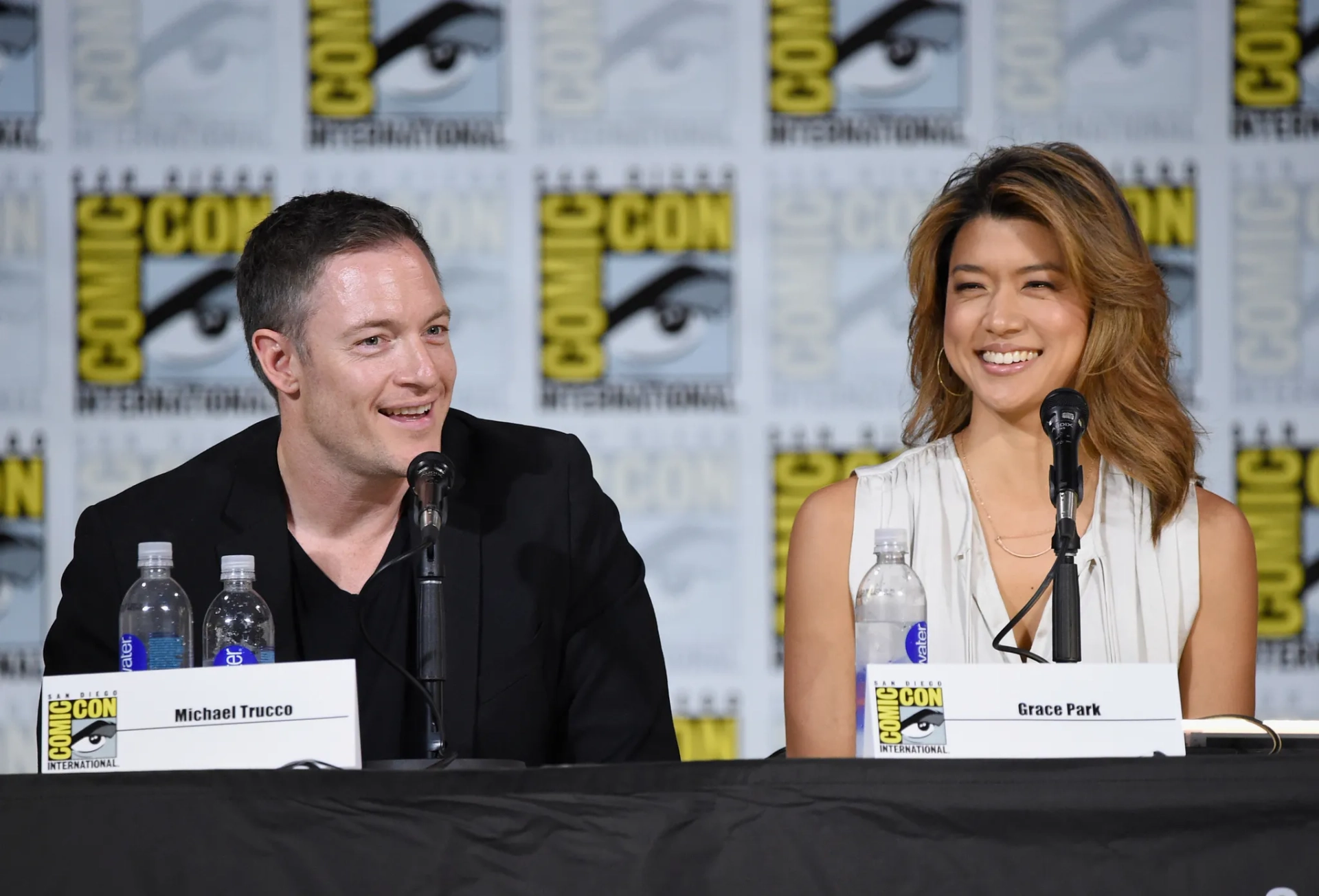 Grace Park and Tahmoh Penikett at an event for Battlestar Galactica (2004)