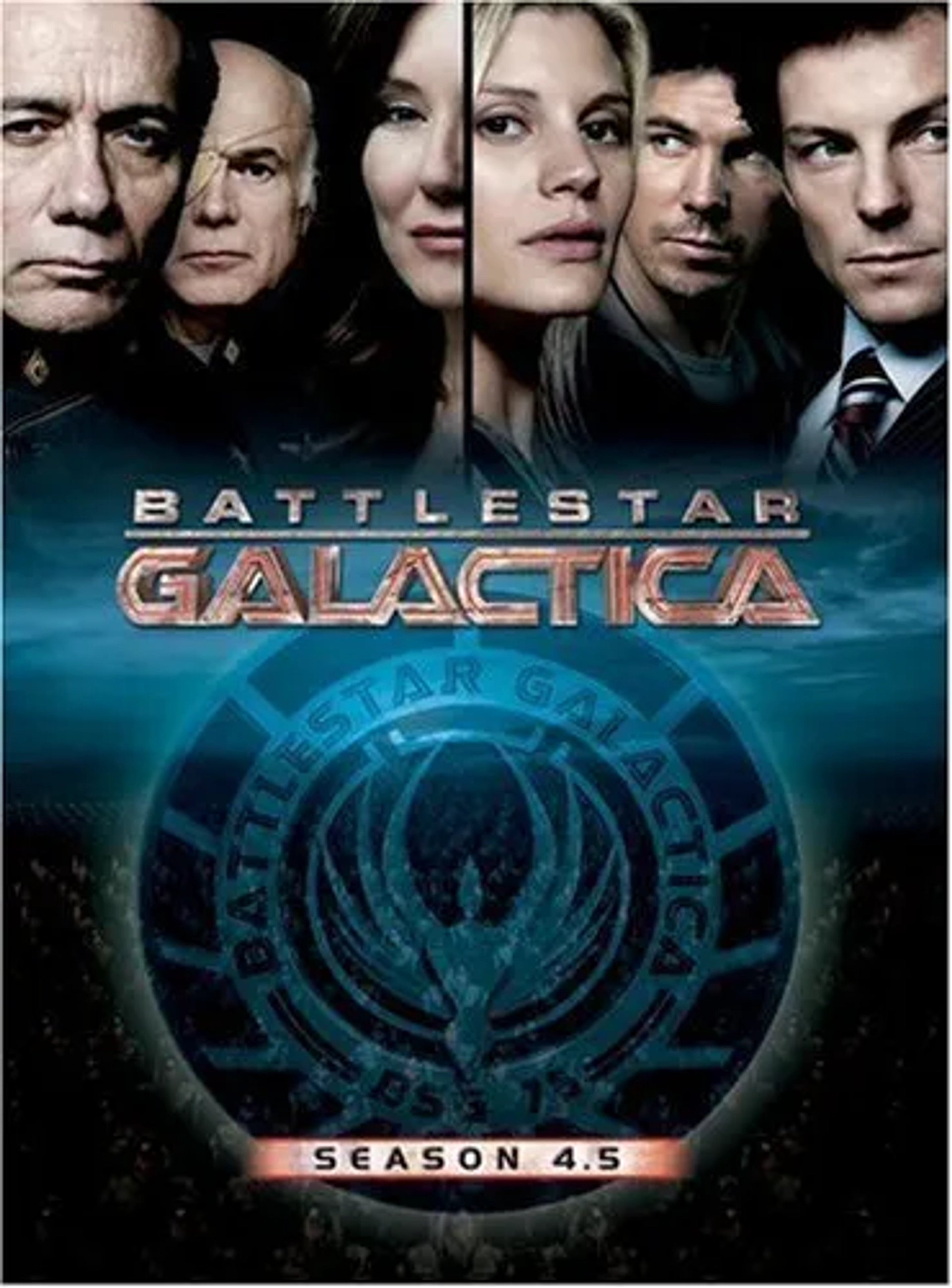 Mary McDonnell, Edward James Olmos, Jamie Bamber, Michael Hogan, Katee Sackhoff, and Michael Trucco in Battlestar Galactica (2004)