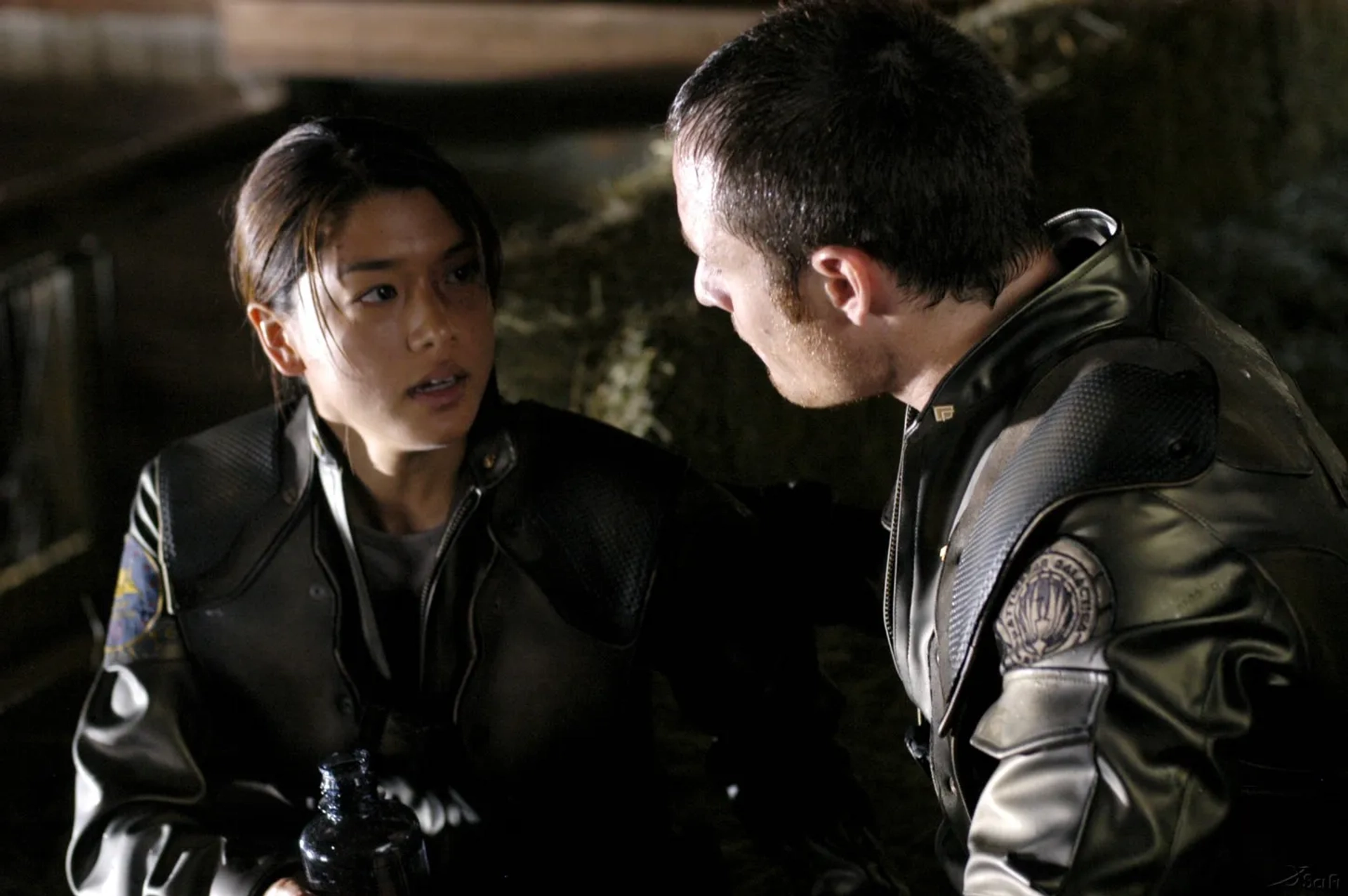 Grace Park and Tahmoh Penikett in Battlestar Galactica (2004)