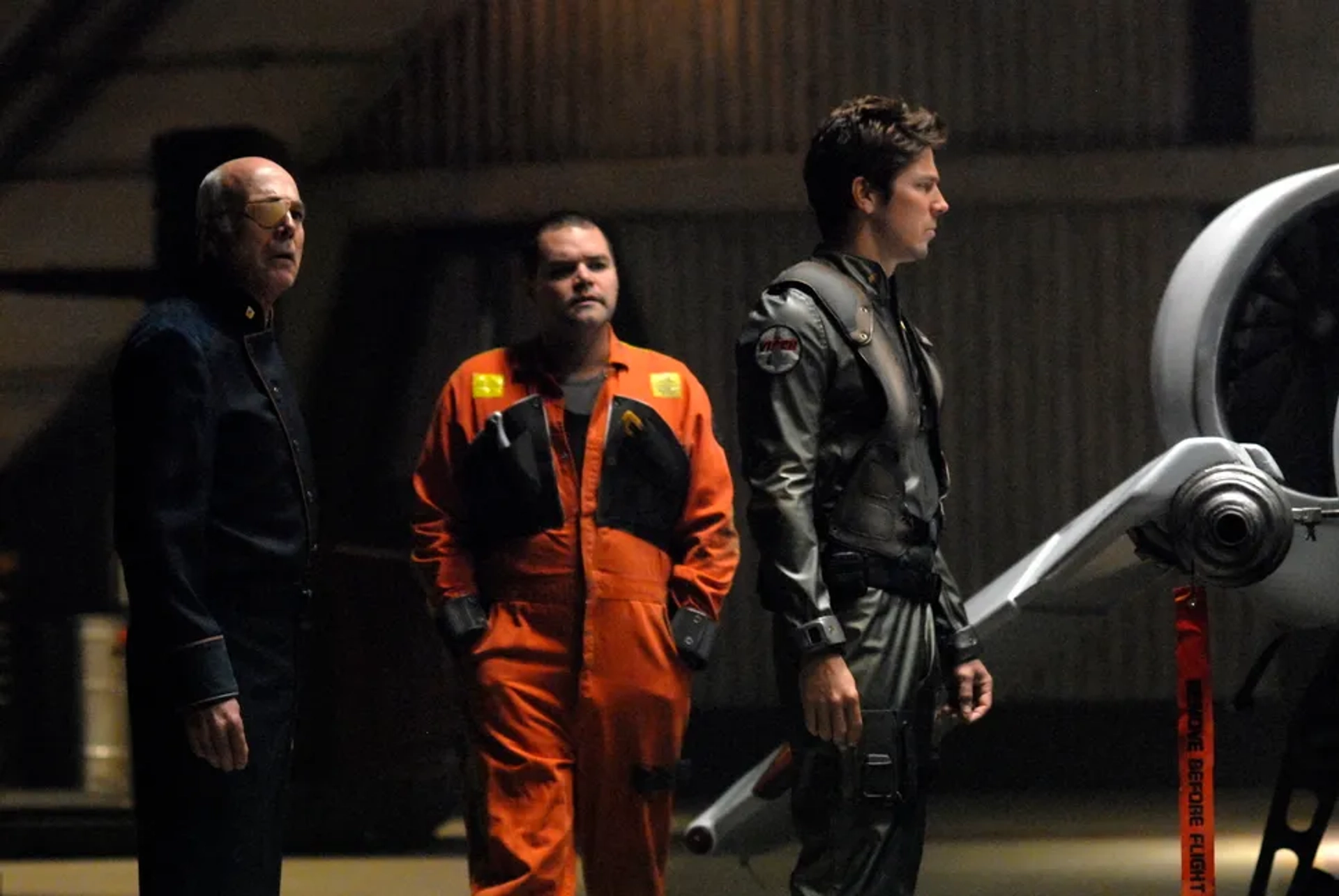 Aaron Douglas, Michael Hogan, and Michael Trucco in Battlestar Galactica (2004)