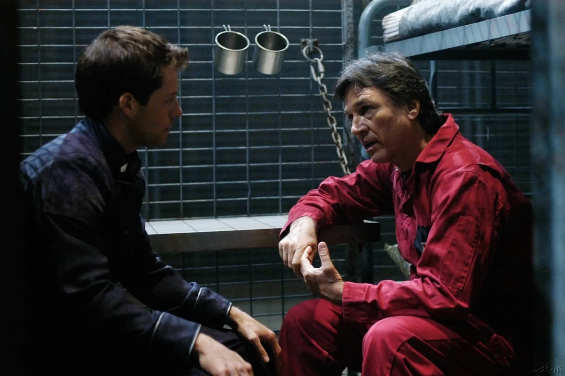 Jamie Bamber and Richard Hatch in Battlestar Galactica (2004)