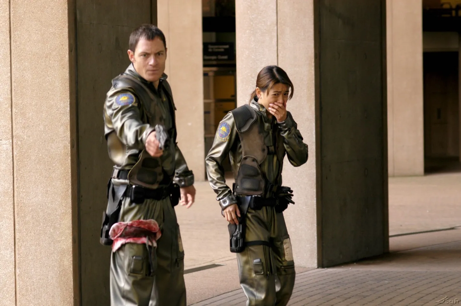 Grace Park and Tahmoh Penikett in Battlestar Galactica (2004)