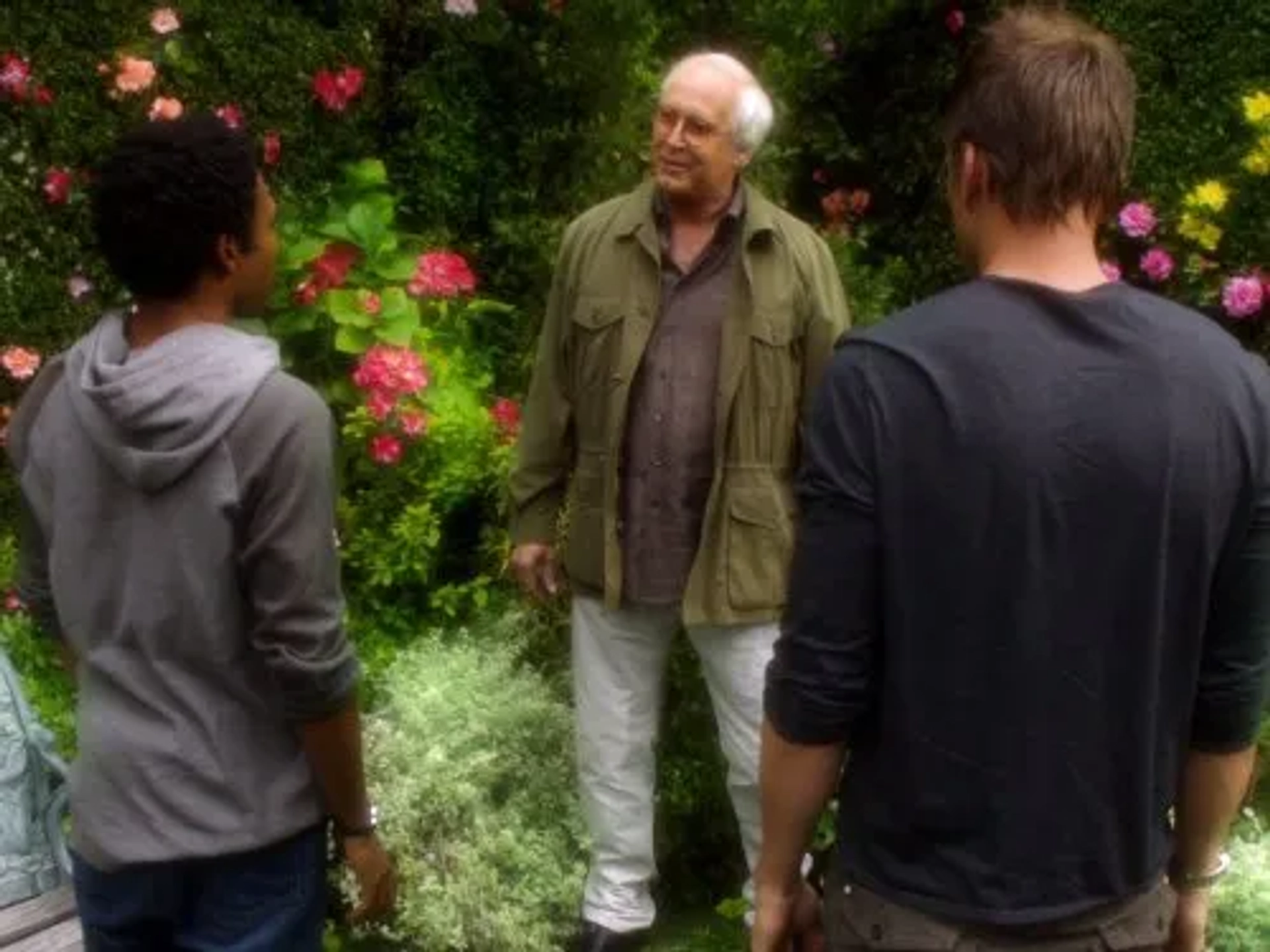 Chevy Chase, Joel McHale, and Donald Glover in Community (2009)