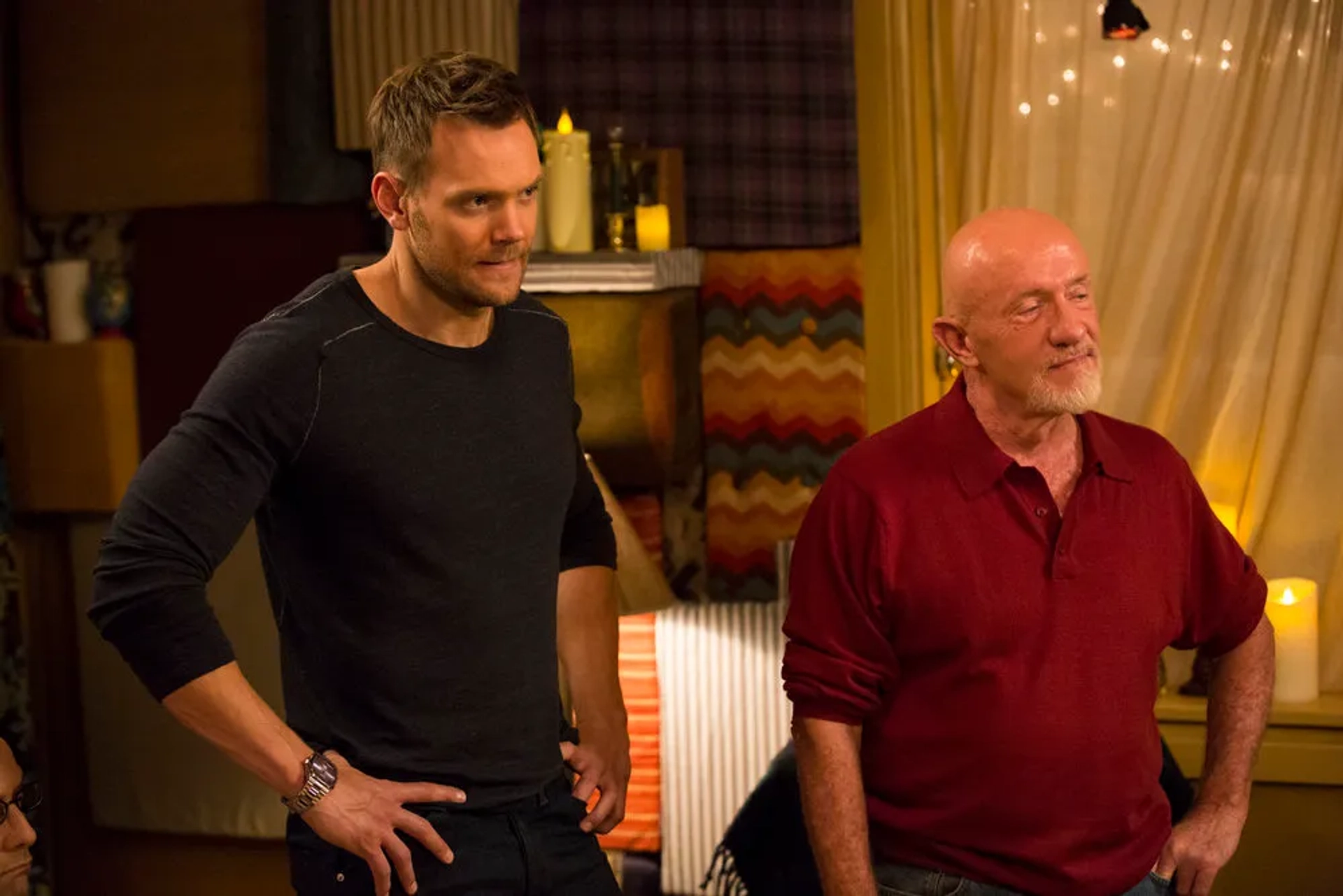 Jonathan Banks and Joel McHale in Community (2009)