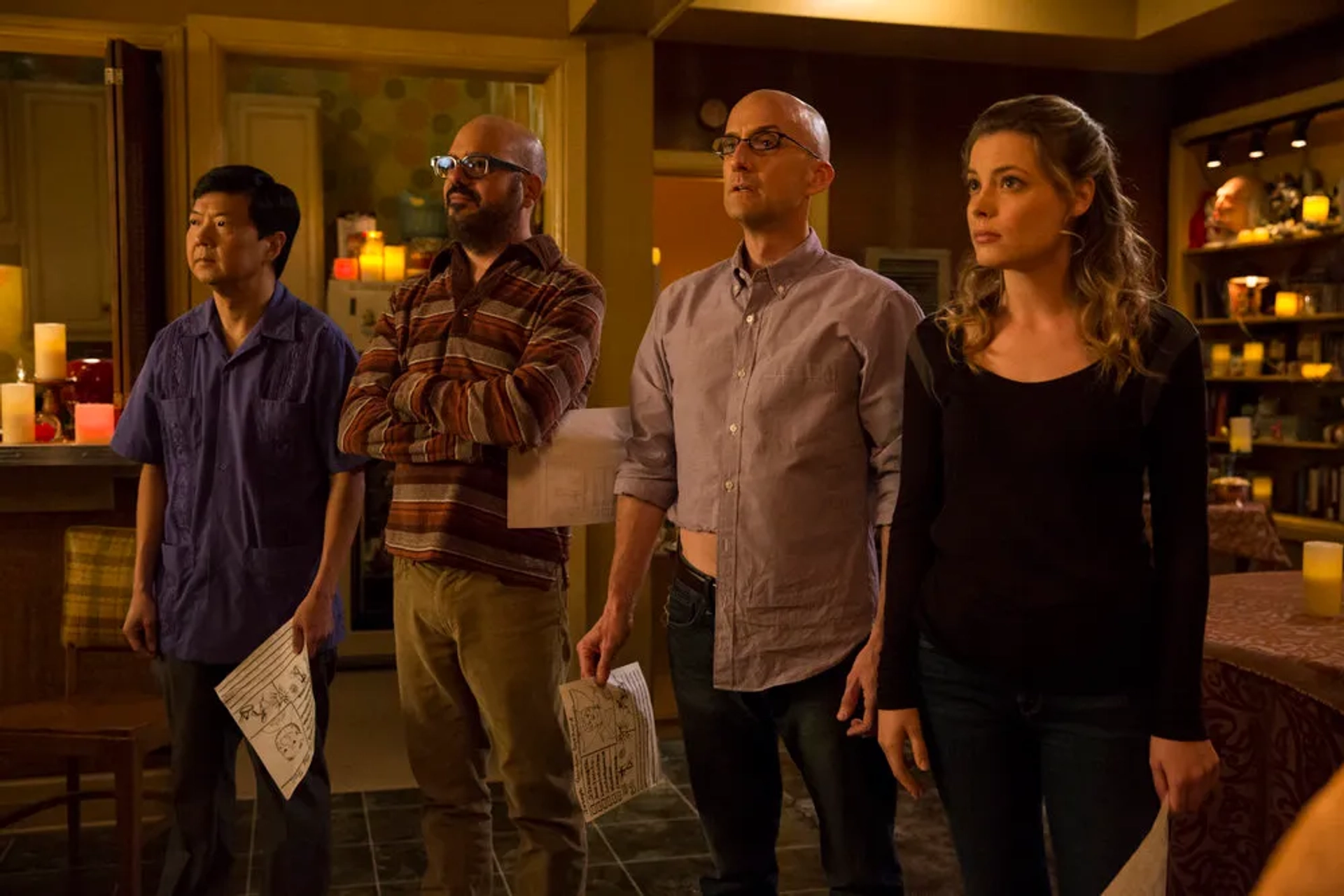 David Cross, Ken Jeong, Jim Rash, and Gillian Jacobs in Community (2009)