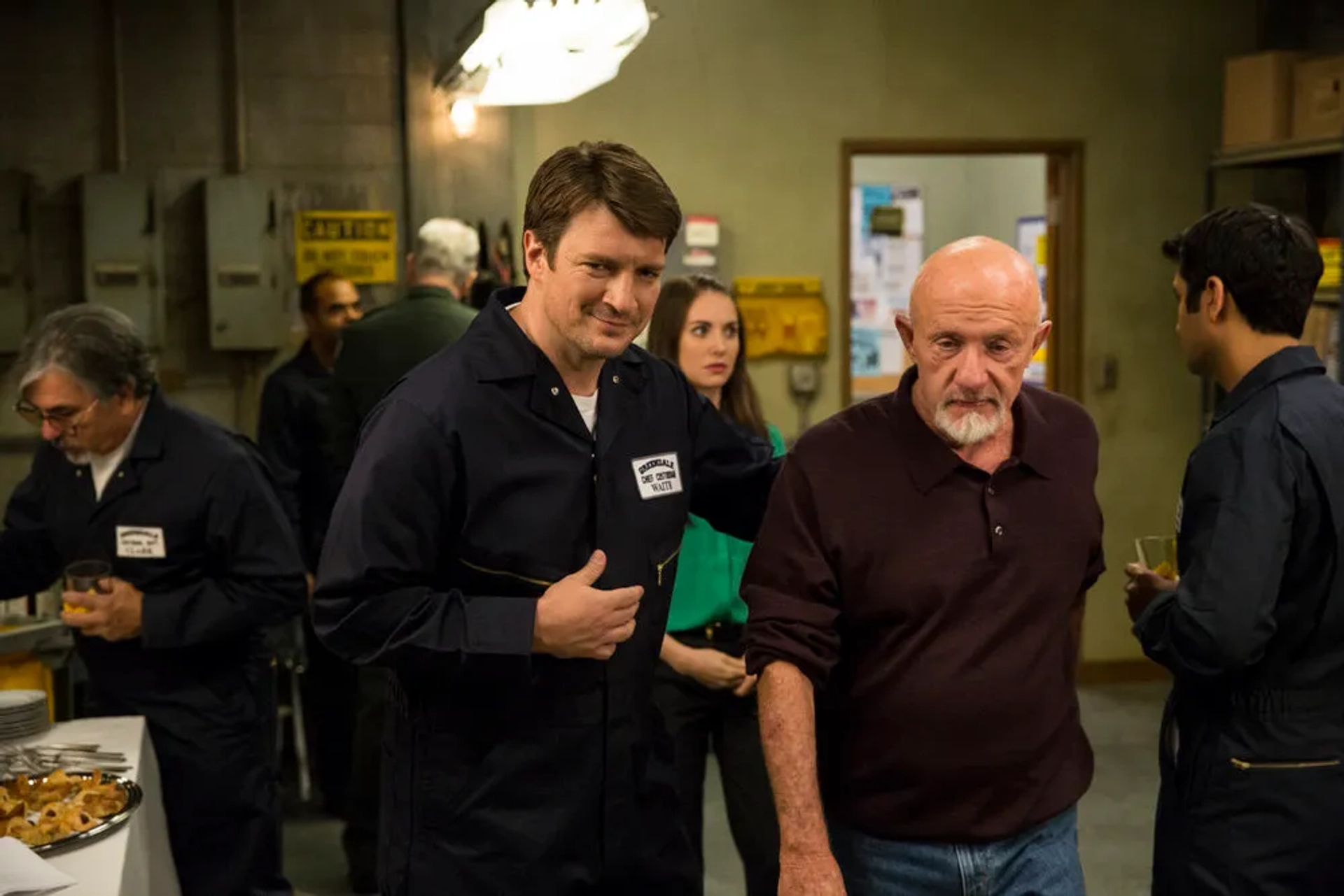 Jonathan Banks, Nathan Fillion, and Alison Brie in Community (2009)