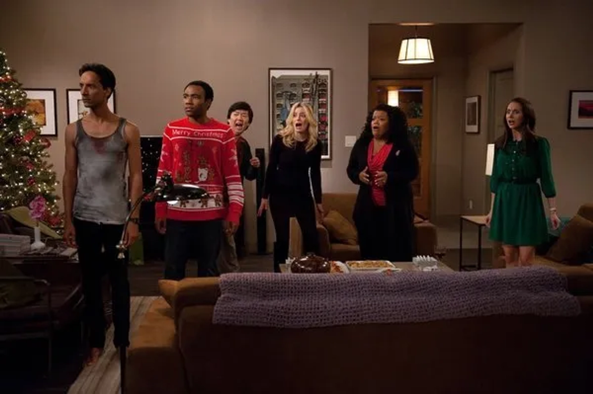 Ken Jeong, Yvette Nicole Brown, Alison Brie, Gillian Jacobs, Danny Pudi, and Donald Glover in Community (2009)