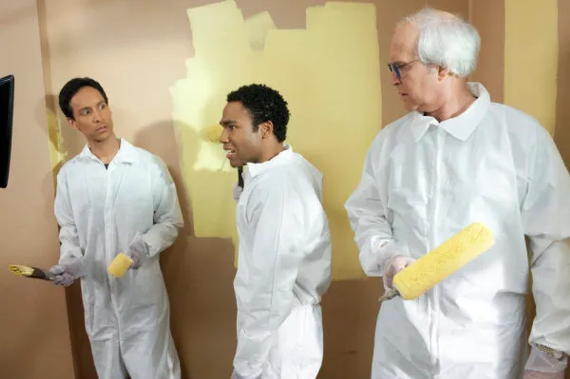 Chevy Chase, Danny Pudi, and Donald Glover in Community (2009)