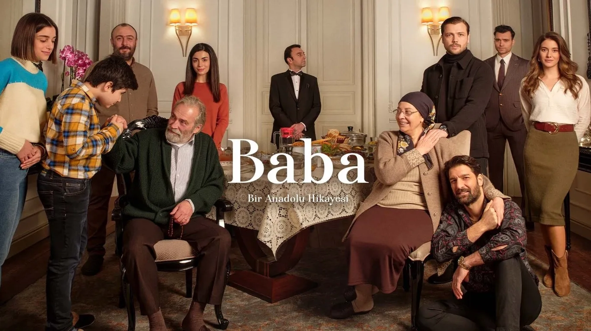 Haluk Bilginer, Özge Yagiz, Ayda Aksel, Taner Rumeli, Tolga Saritas, Deniz Sen Hamzaoglu, Hakan Kurtas, and Beril Pozam in Baba (2022)