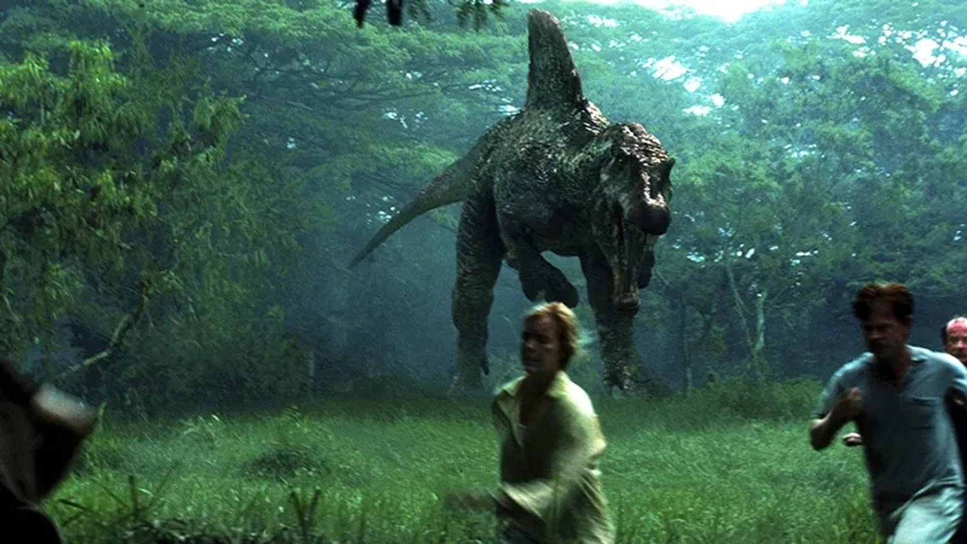 Téa Leoni, William H. Macy, and Michael Jeter in Jurassic Park III (2001)