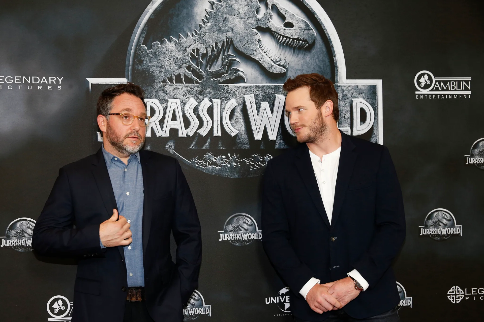 Chris Pratt and Colin Trevorrow at an event for Jurassic World (2015)