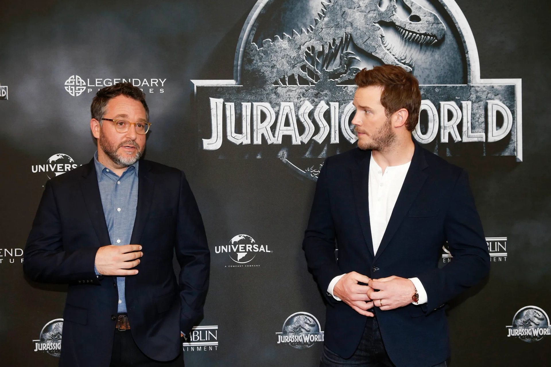 Chris Pratt and Colin Trevorrow at an event for Jurassic World (2015)