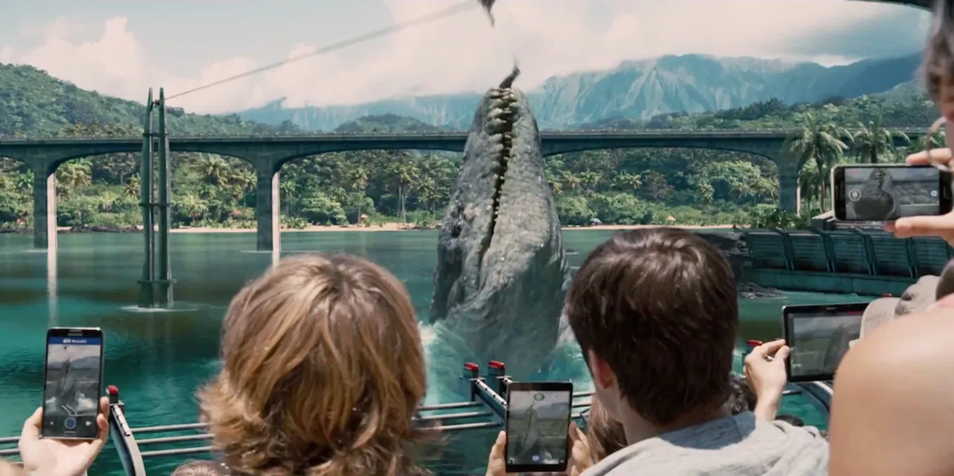 Ty Simpkins and Nick Robinson in Jurassic World (2015)