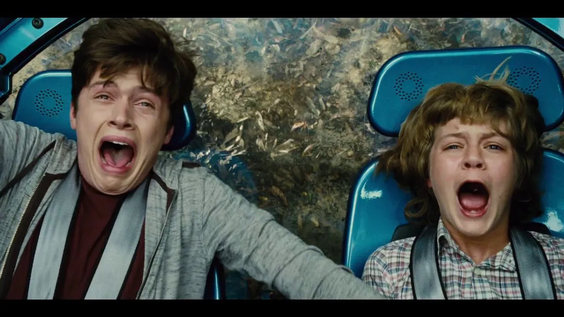 Ty Simpkins and Nick Robinson in Jurassic World (2015)