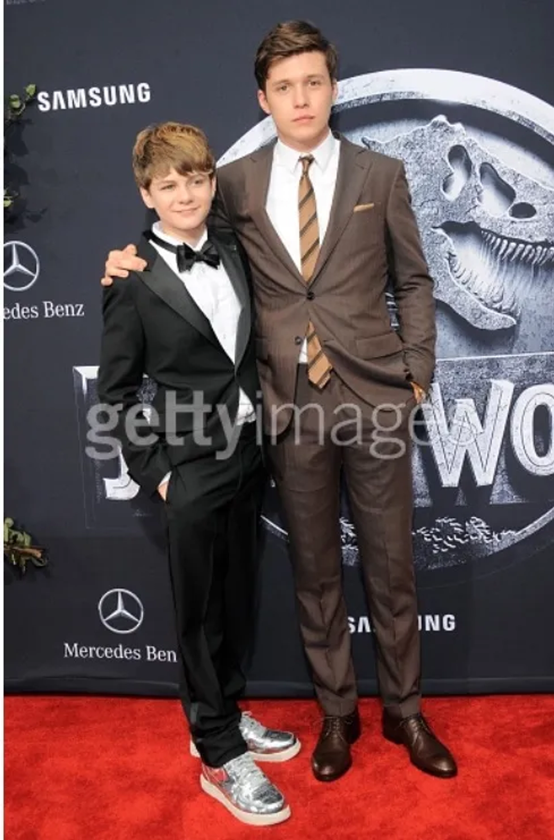 Ty Simpkins and Nick Robinson at an event for Jurassic World (2015)