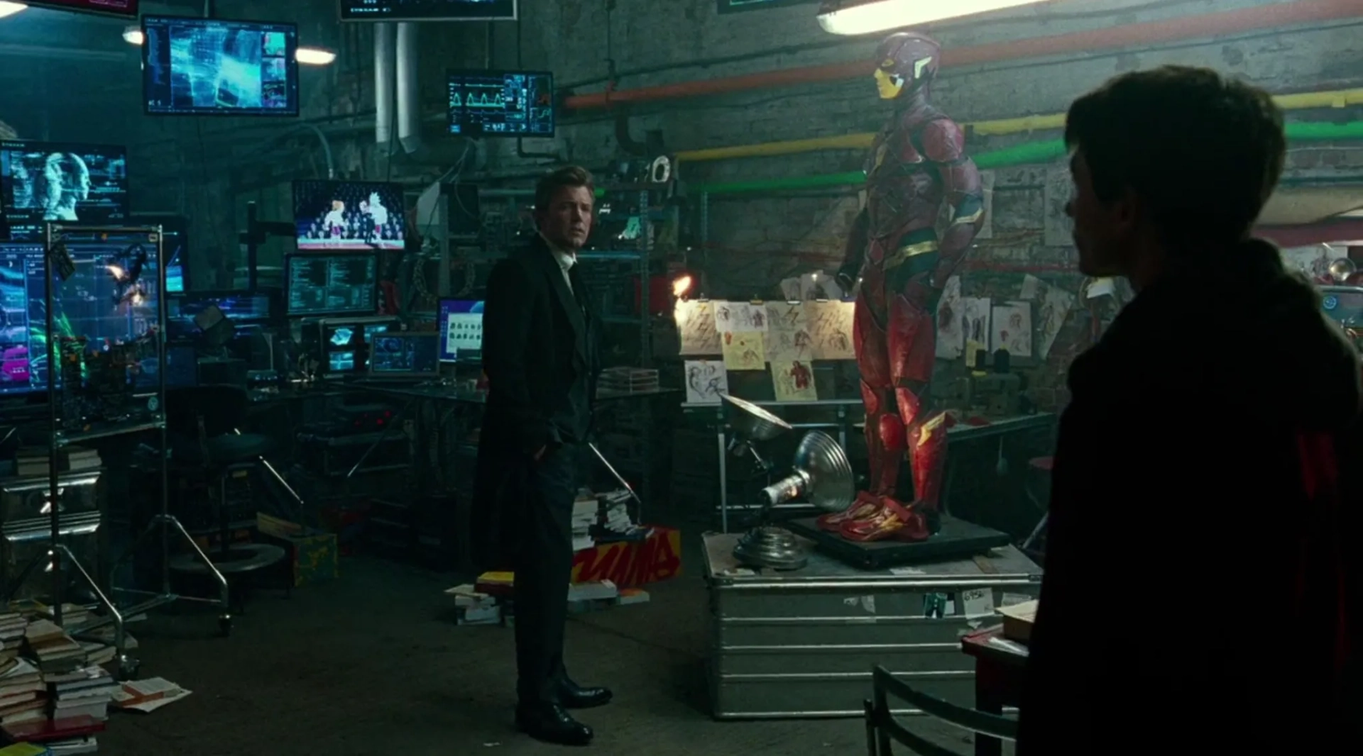 Ben Affleck and Ezra Miller in Justice League (2017)