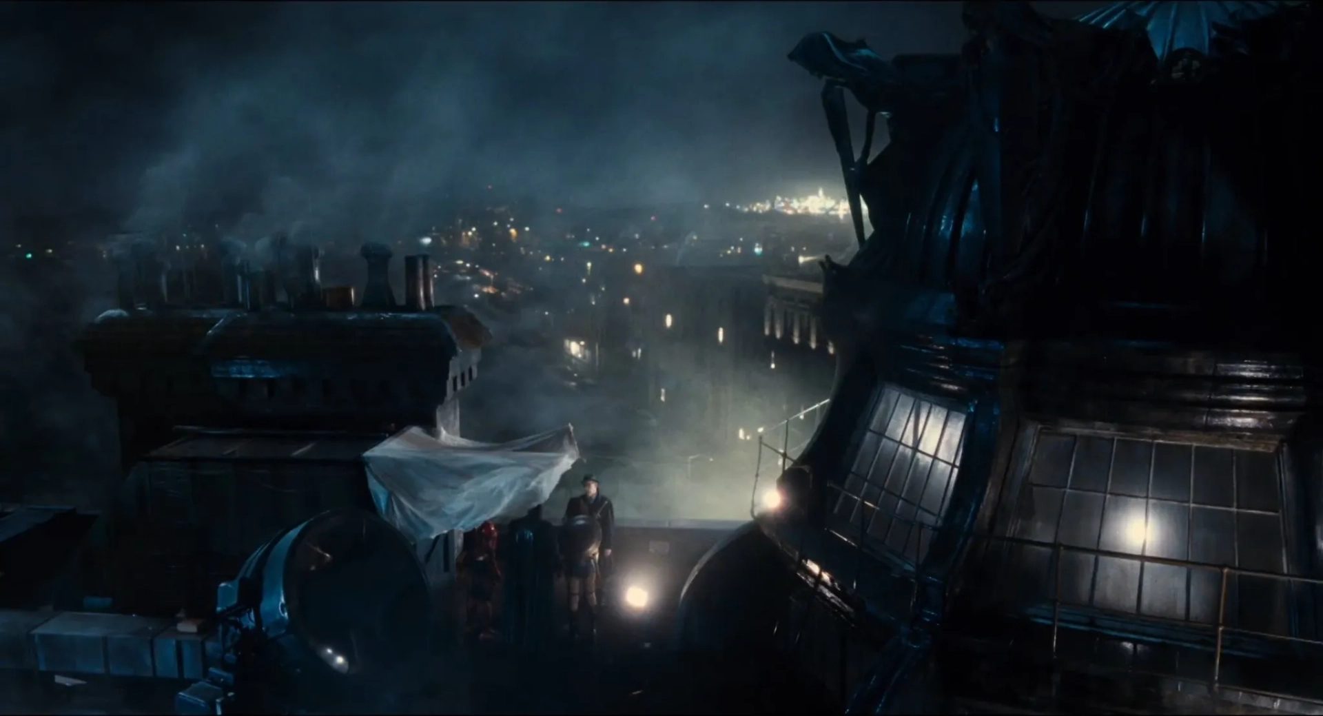 Ben Affleck, J.K. Simmons, Gal Gadot, and Ezra Miller in Justice League (2017)