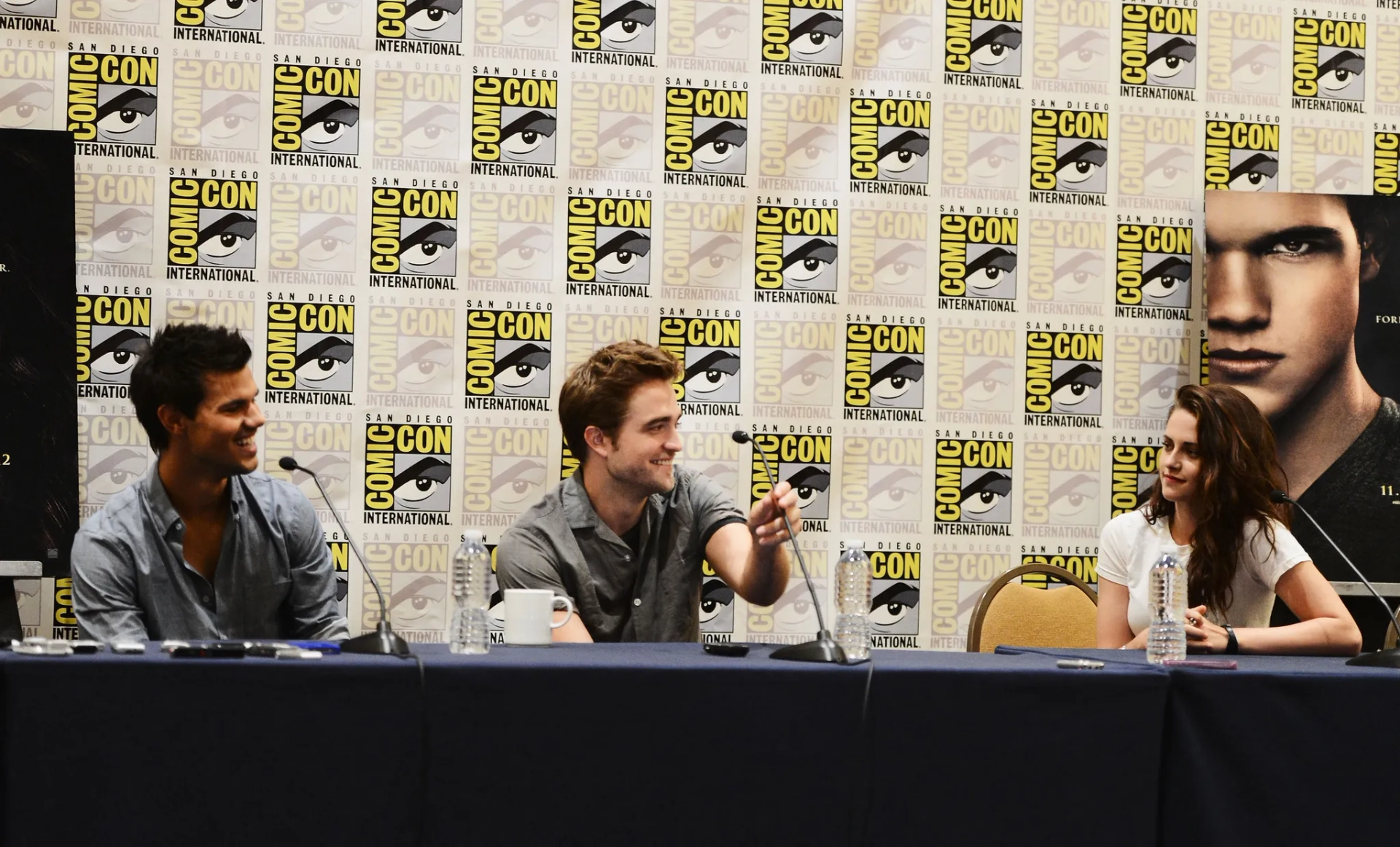 Kristen Stewart, Taylor Lautner, and Robert Pattinson at an event for The Twilight Saga: Breaking Dawn - Part 2 (2012)